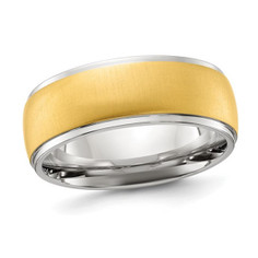 Men's Titanium Brushed Yellow Plated Wedding Band product